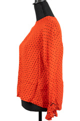 Red and Black Polka Dot Blouse As Seen on Hallmark - Size Small