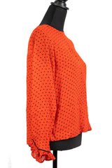 Red and Black Polka Dot Blouse As Seen on Hallmark - Size Small