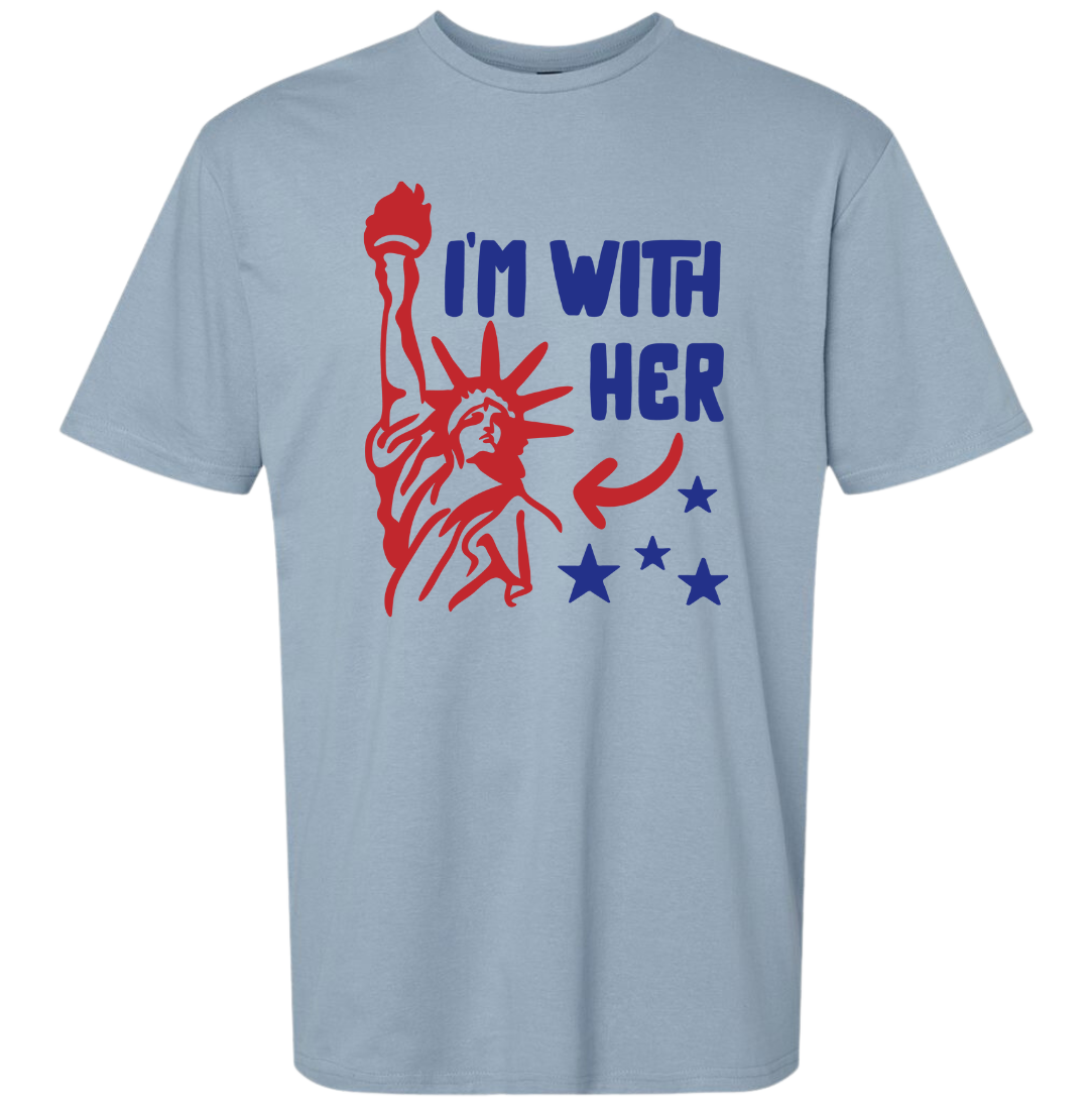 I'm with Her Dressing Festive stone blue T-shirt