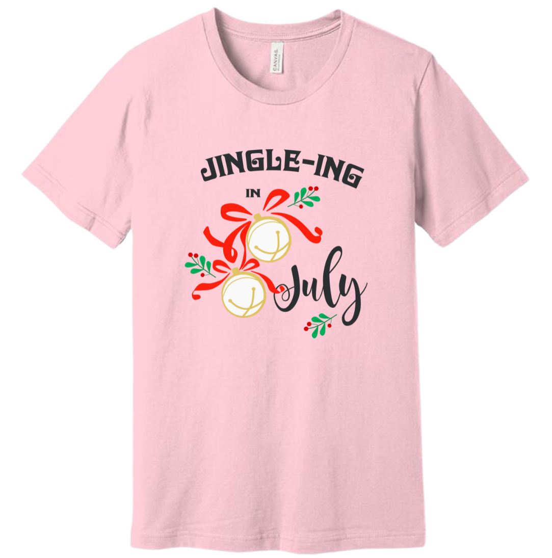 Jingle in July Dressing Festive pink T-shirt