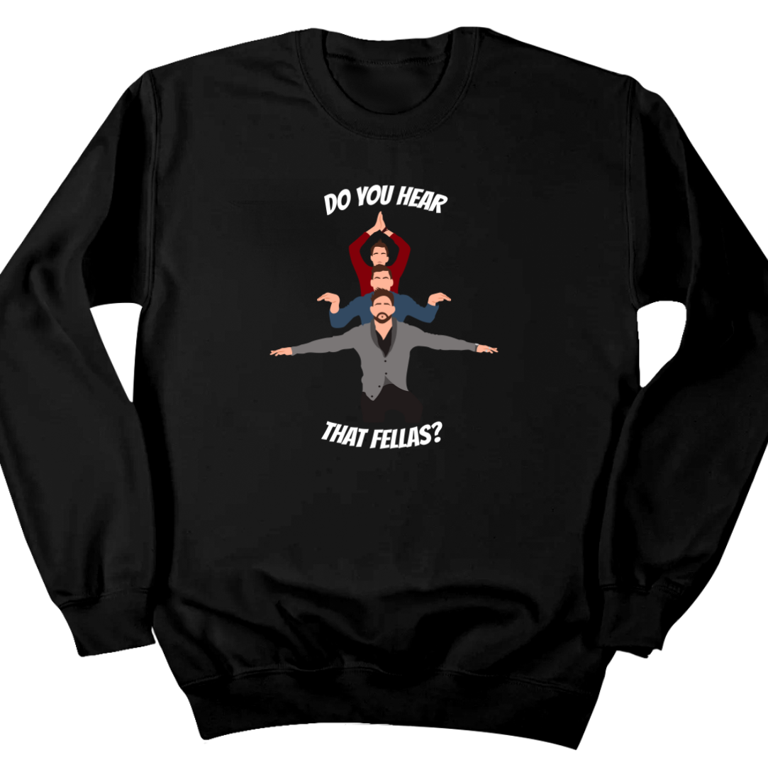 Three Wiseman and a Baby Hallmark Fellas Dressing Festive black crew