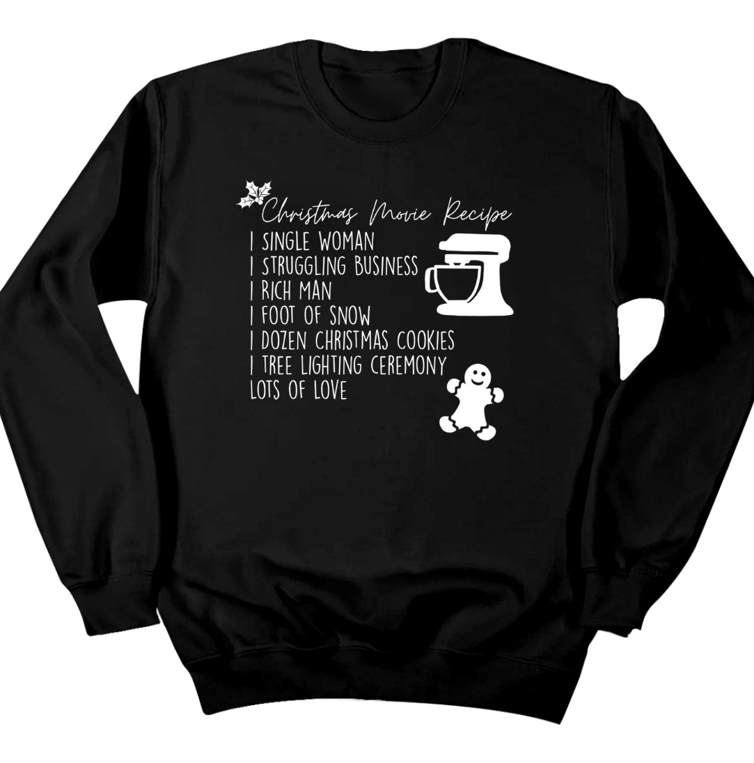 Christmas Movie Recipe Dressing Festive black crewneck