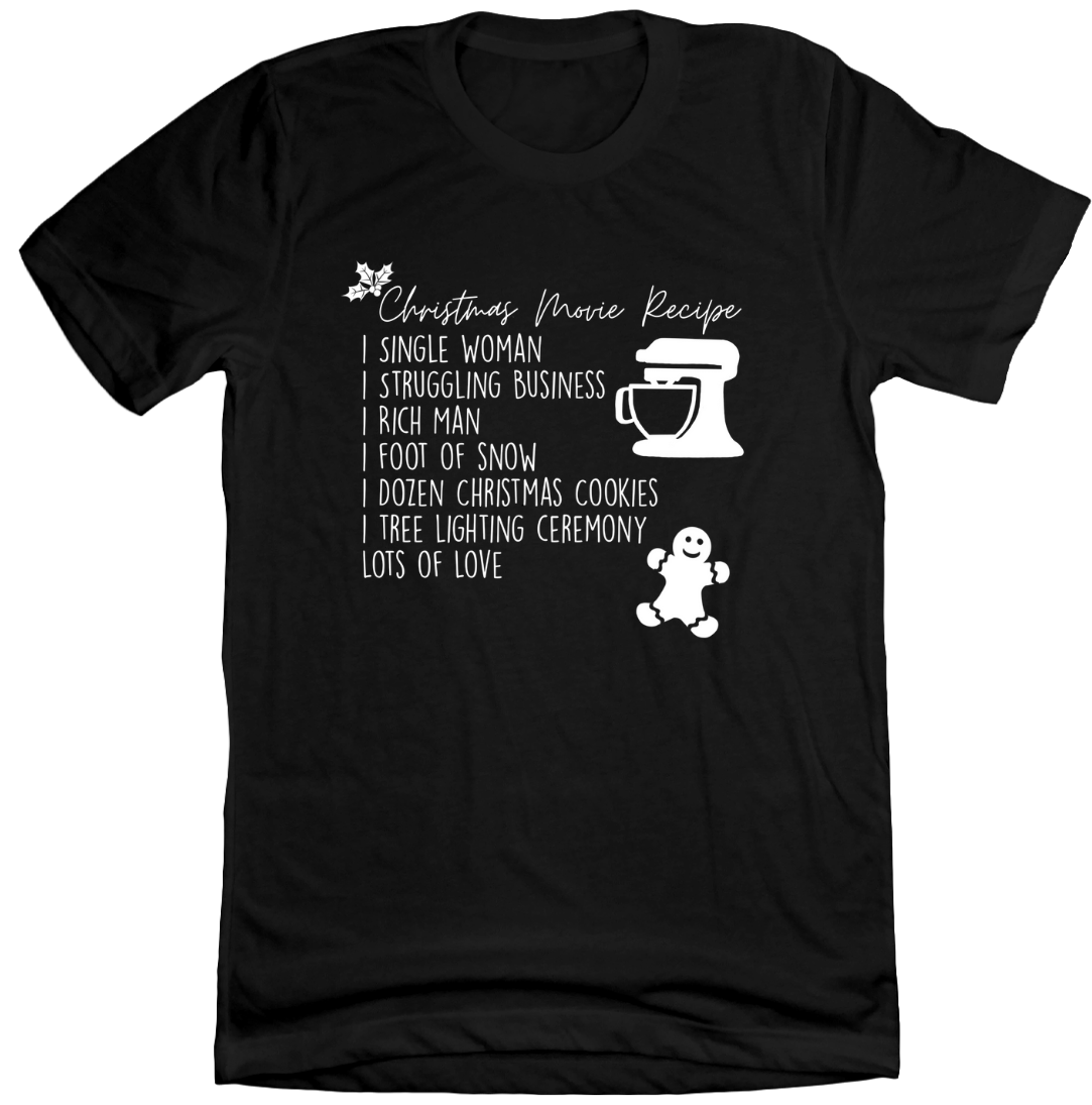 Christmas Movie Recipe Dressing Festive black T-shirt