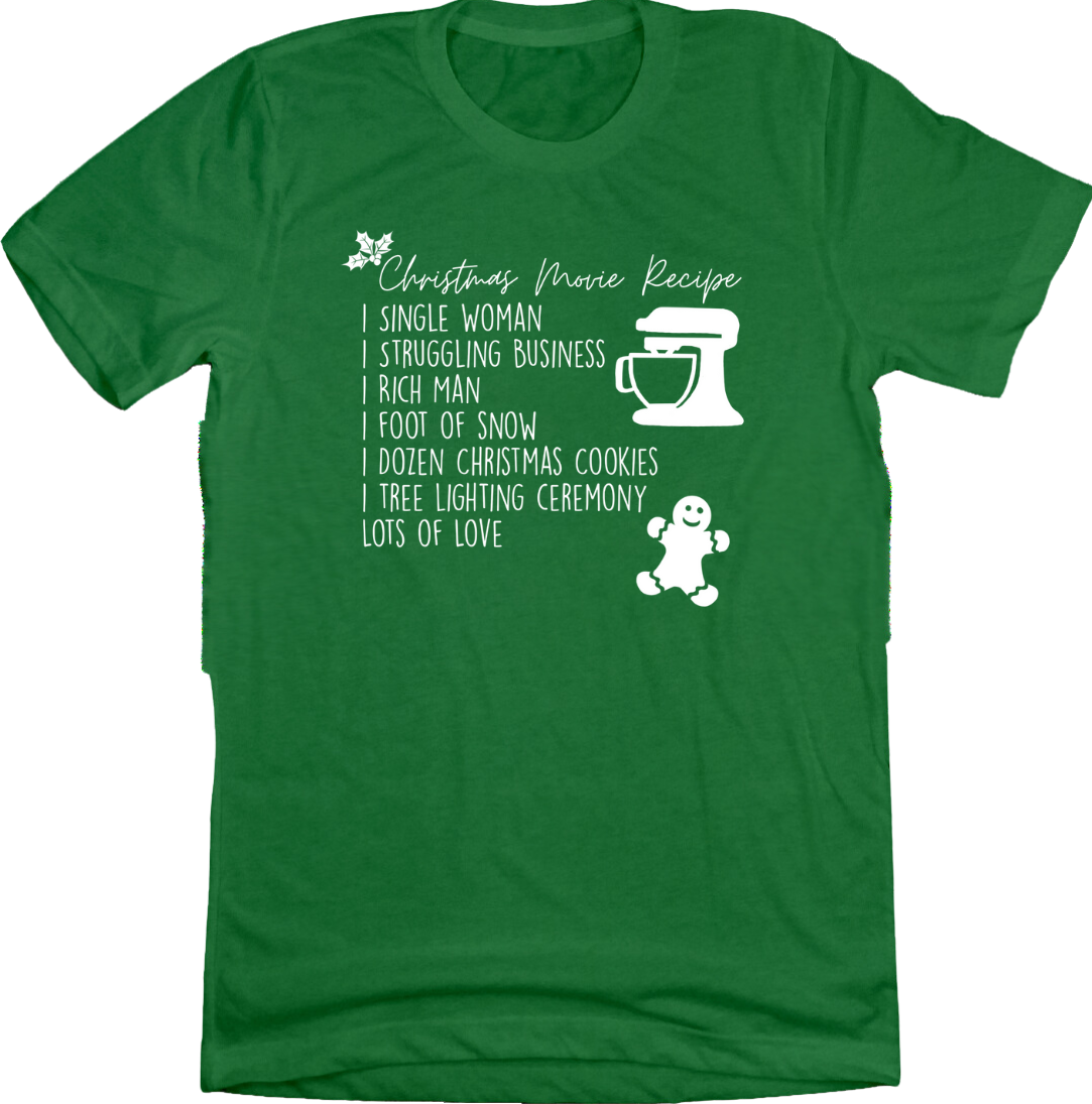 Christmas Movie Recipe Dressing Festive green T-shirt