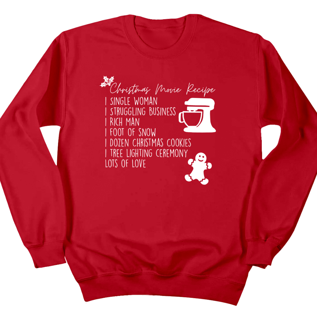 Christmas Movie Recipe Dressing Festive  crewneck Red