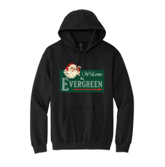Welcome To Evergreen Dressing Festive black hoodie