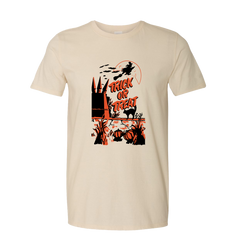 Vintage Trick or Treat Bag Flying Witch Dressing Festive natural T-shirt