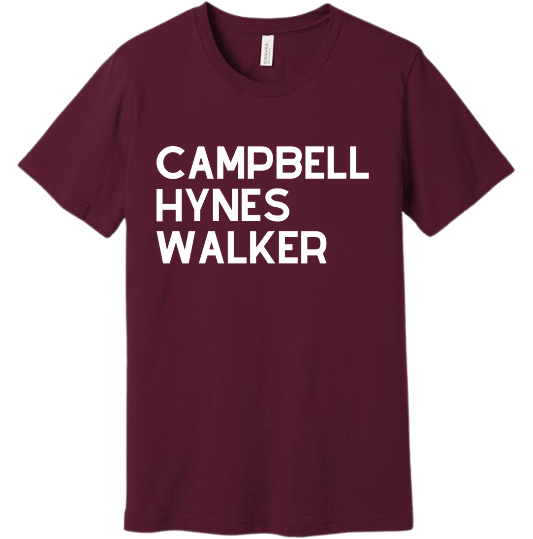 Campbell Hynes Walker the Three Wiseman Dressing Festive Tee Maroon