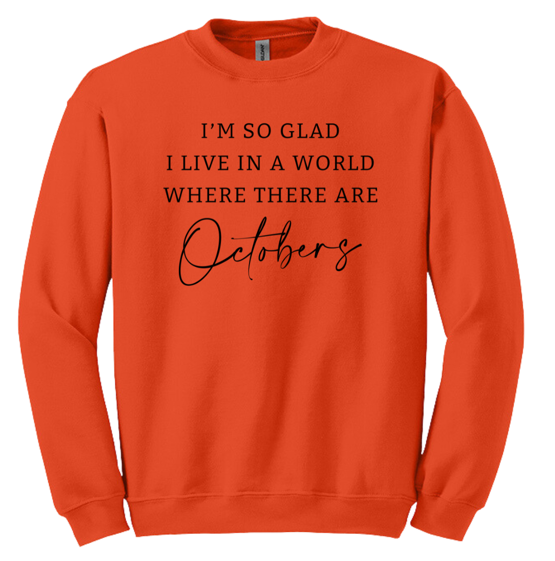 World With Octobers Black Print Dressing Festive orange crew