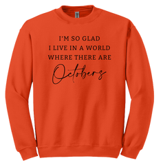 World With Octobers Black Print Dressing Festive orange crew