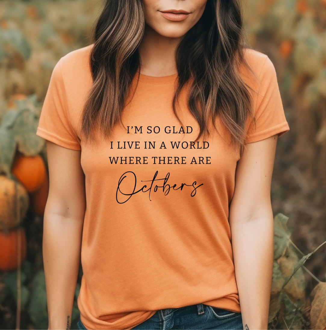 World With Octobers Black Print Dressing Festive orange Tee