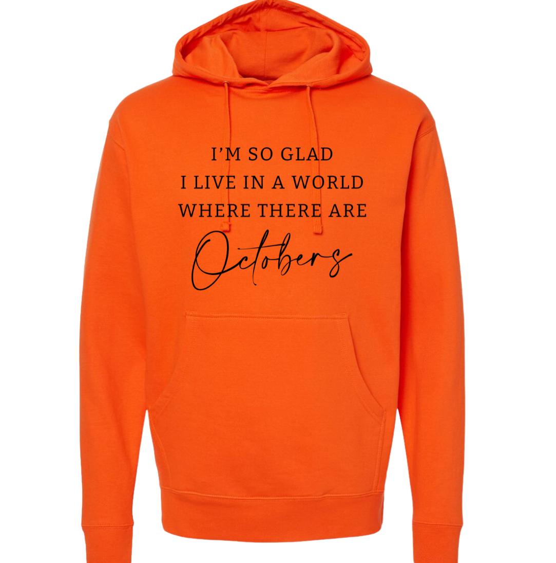 World With Octobers Black Print Dressing Festive orange Hoodie