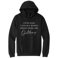 World With Octobers White Print Dressing Festive Black  hoodie