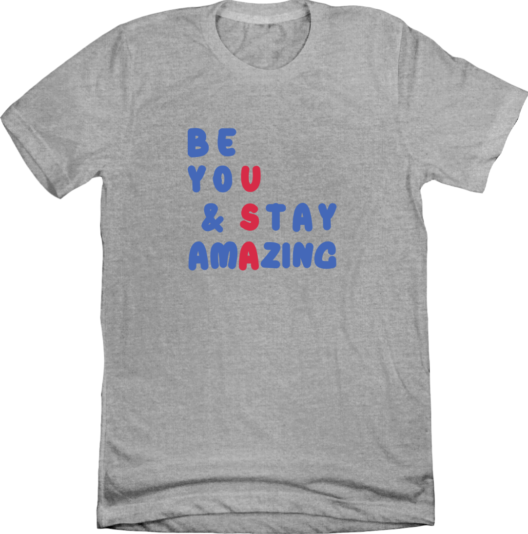 Be You USA dressing festive grey tee