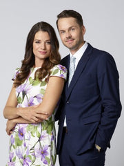 Purple Floral Faux Wrap Cap Sleeve Dress As Seen on Hallmark - Size 8