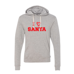 I Love Santa Candy Cane Heart Red Ink Dressing Festive grey hoodie