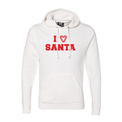 I Love Santa Candy Cane Heart Red Ink Dressing Festive white hoodie