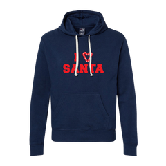 I Love Santa Candy Cane Heart Red Ink Dressing Festive navy Hoodie