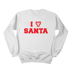 I Love Santa Candy Cane Heart Red Ink