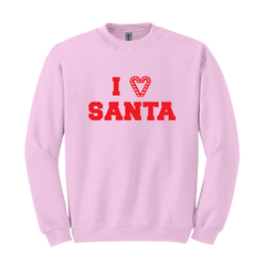 I Love Santa Candy Cane Heart Red Ink