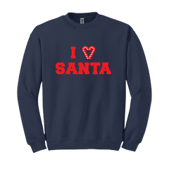 I Love Santa Candy Cane Heart Red Ink