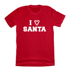 I Love Santa Candy Cane Heart White Ink red T-shirtDressing Festive