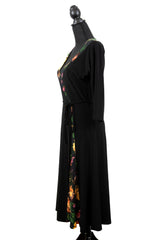 Black Floral Jersey Knit Dress As Seen on Lorelai - Size M