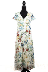 White Floral Midi Dress As Seen on Lacey - Size M