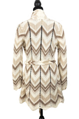 Chevron Sweater Cardigan with Tie As Seen on Hallmark - Size S