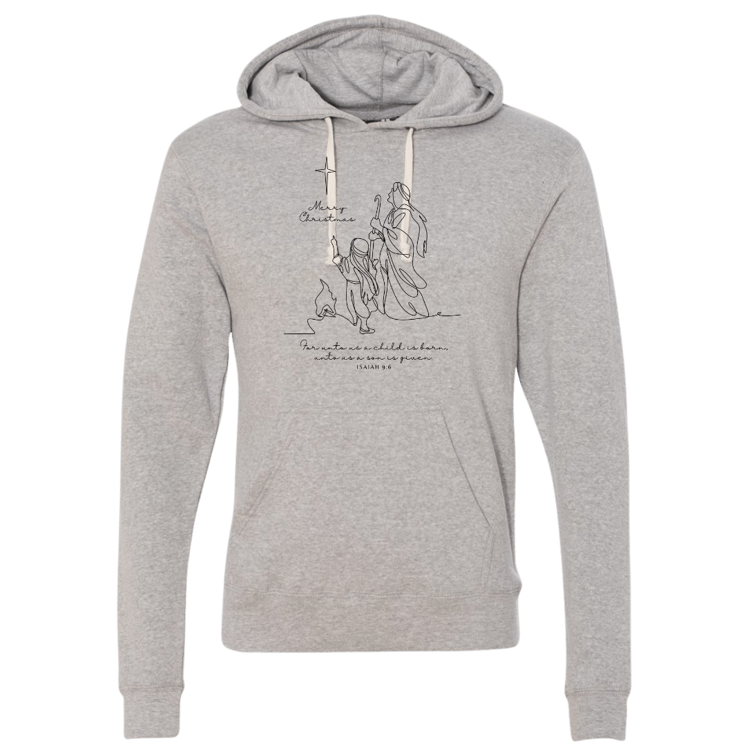 A Child is Born Dressing Festive grey hoodie