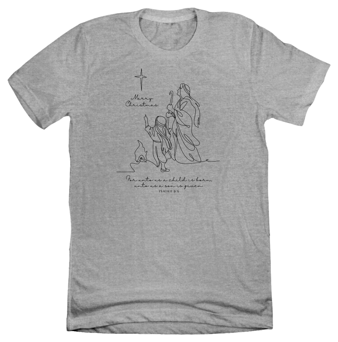 A Child is Born Dressing Festive grey T-shirt