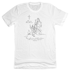 A Child is Born Dressing Festive white T-shirt