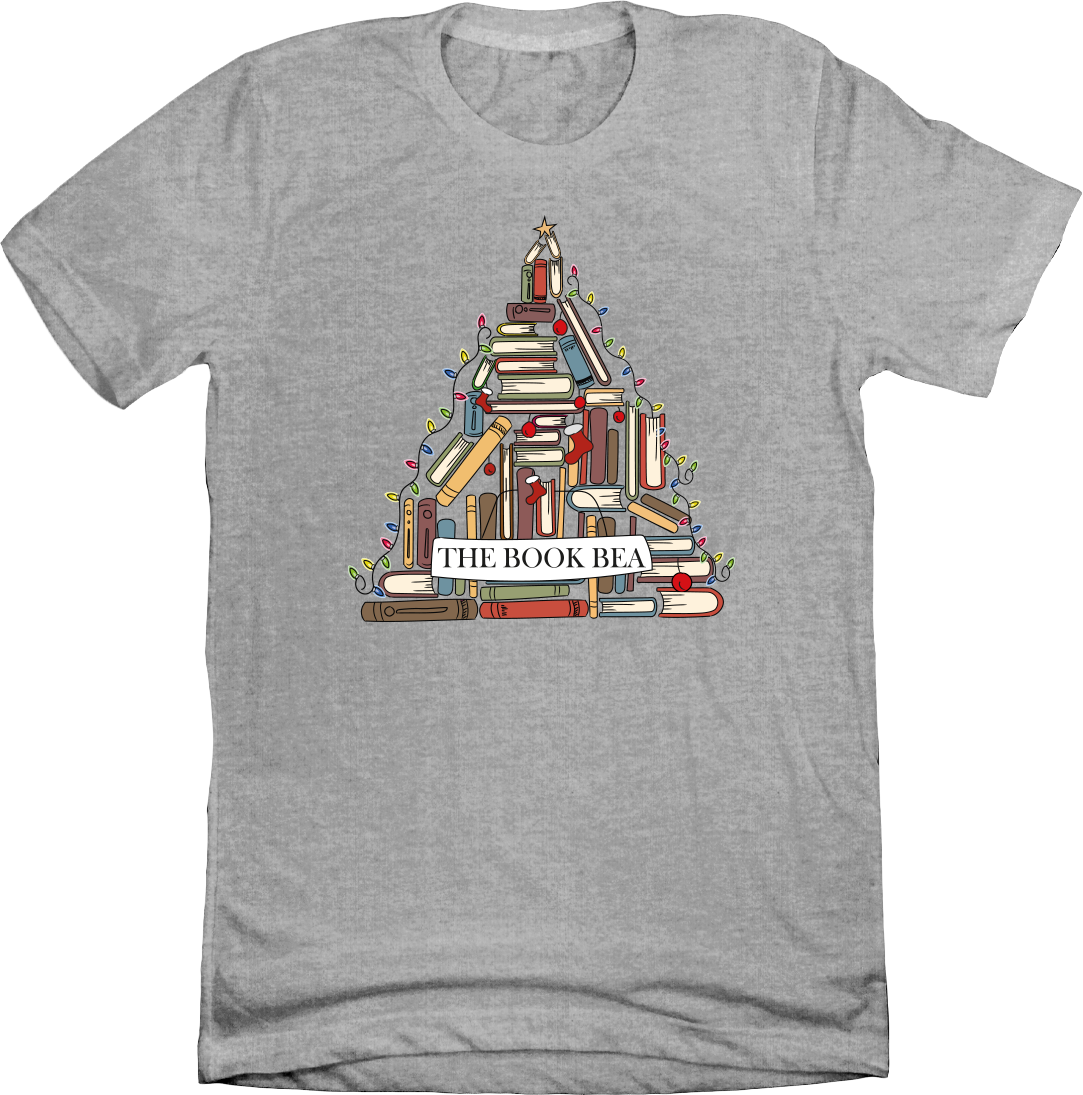 The Book Bea Christmas Tree dressing festive grey T-shirt