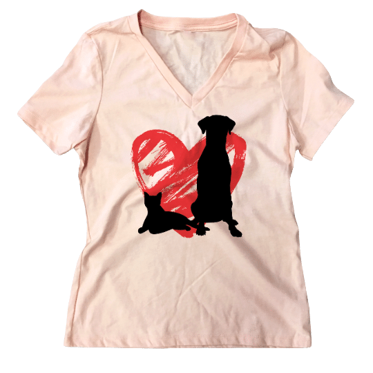 Cat and Dog Love Pink T-shirt Dressing Festive
