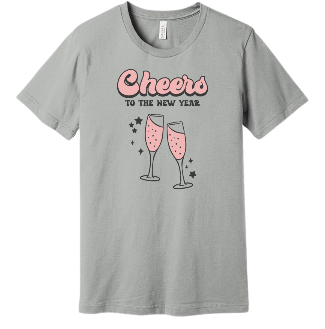 Cheers to New Years Dressing Festive silver T-shirt