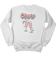 Cheers to New Years Dressing Festive crewneck white