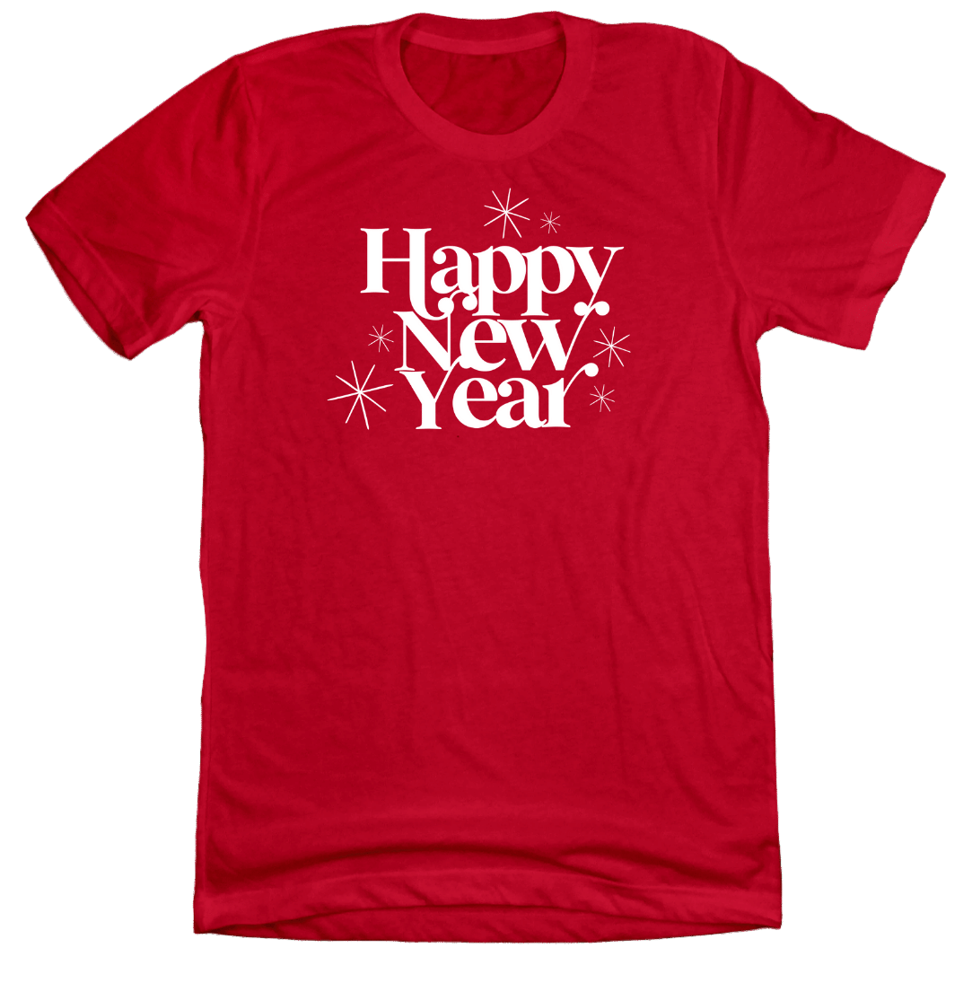 Happy New Year White Text Dressing Festive red T-shirt