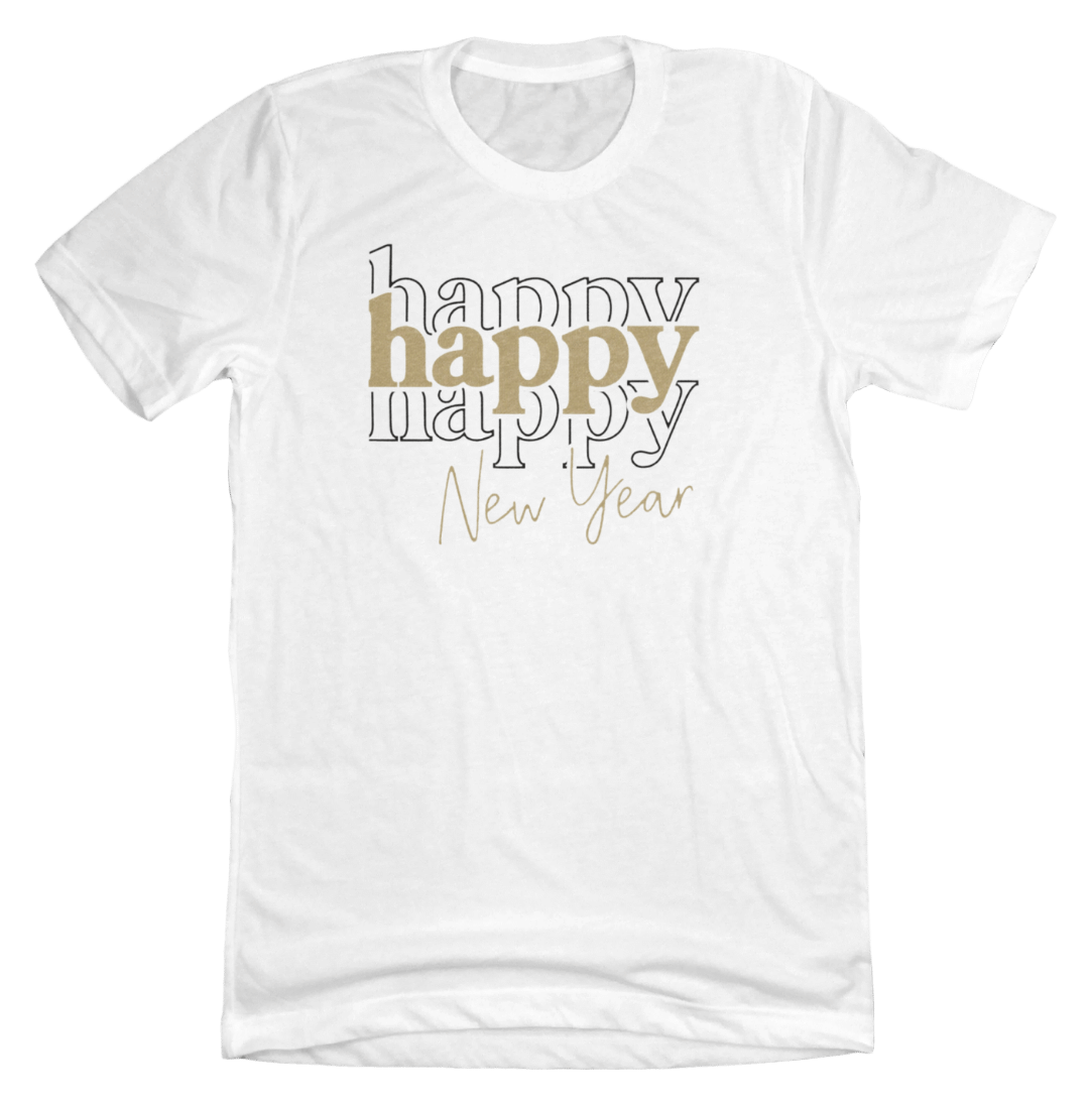 Happy Happy Happy New Year Dressing Festive White T-shirt