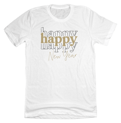 Happy Happy Happy New Year Dressing Festive White T-shirt