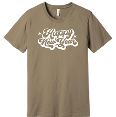 Retro Happy New Year Dressing Festive Tan T-shirt