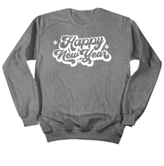 Retro Happy New Year Dressing Festive Grey Crewneck