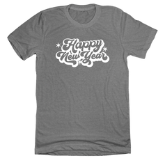 Retro Happy New Year Dressing Festive Grey T-shirt
