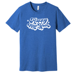 Retro Happy New Year Dressing Festive Royal Blue T-shirt