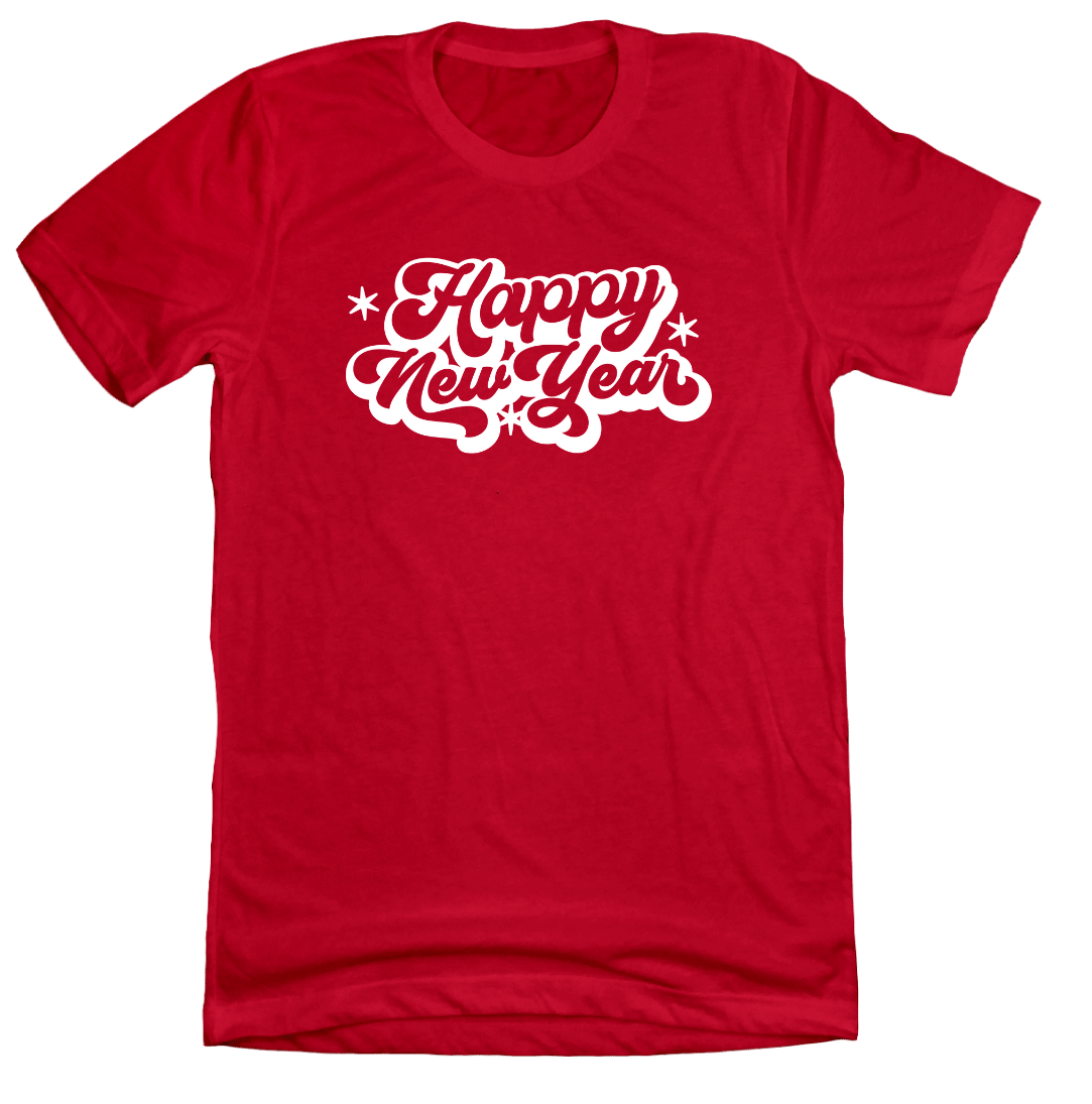 Retro Happy New Year Dressing Festive red T-shirt