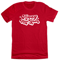 Retro Happy New Year Dressing Festive red T-shirt