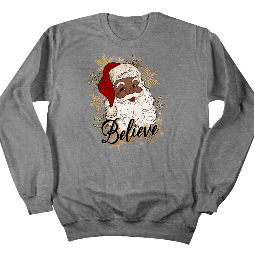 Santa Believe Dressing Festive grey crewneck