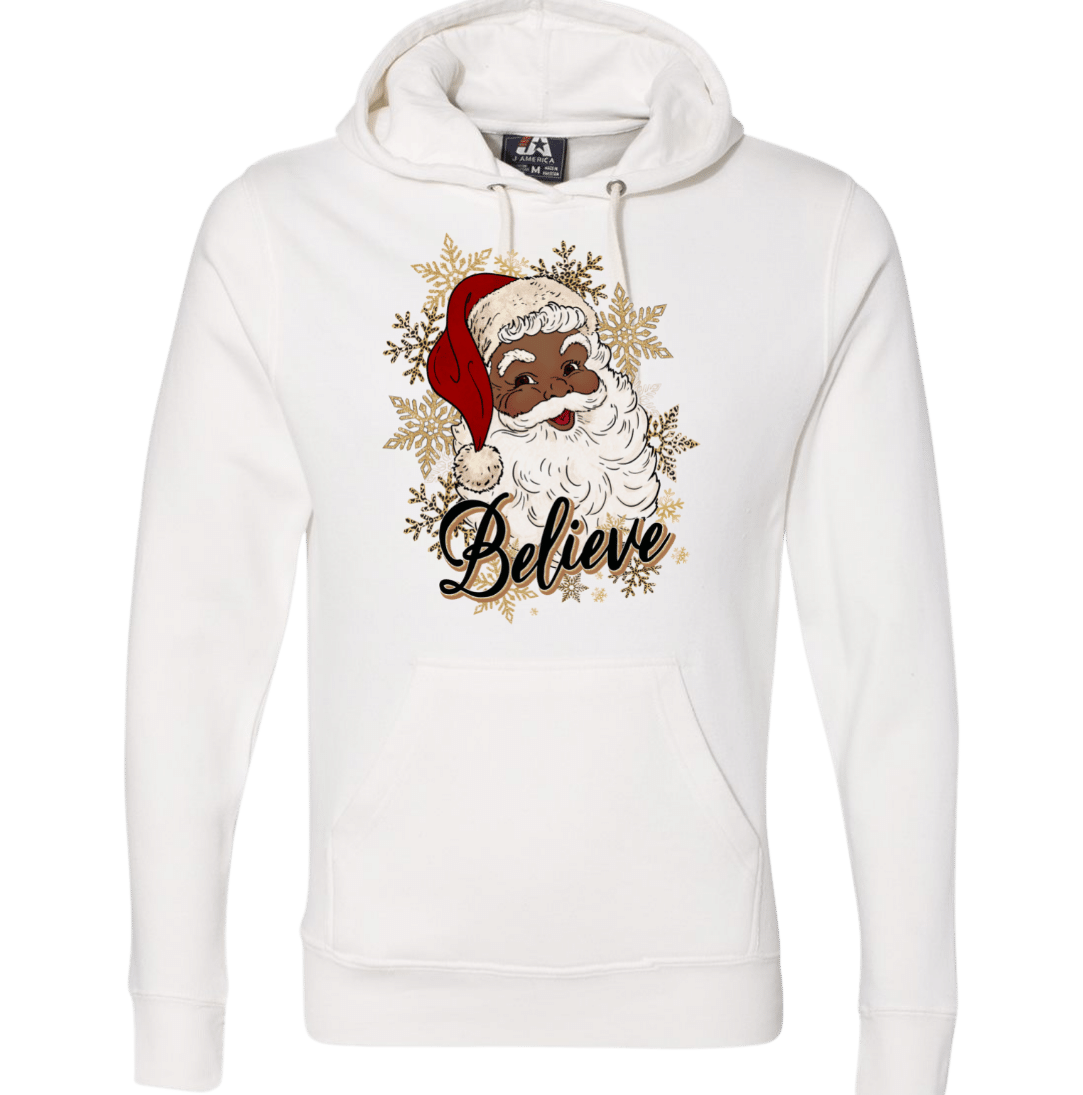 Santa Believe Dressing Festive white hoodie