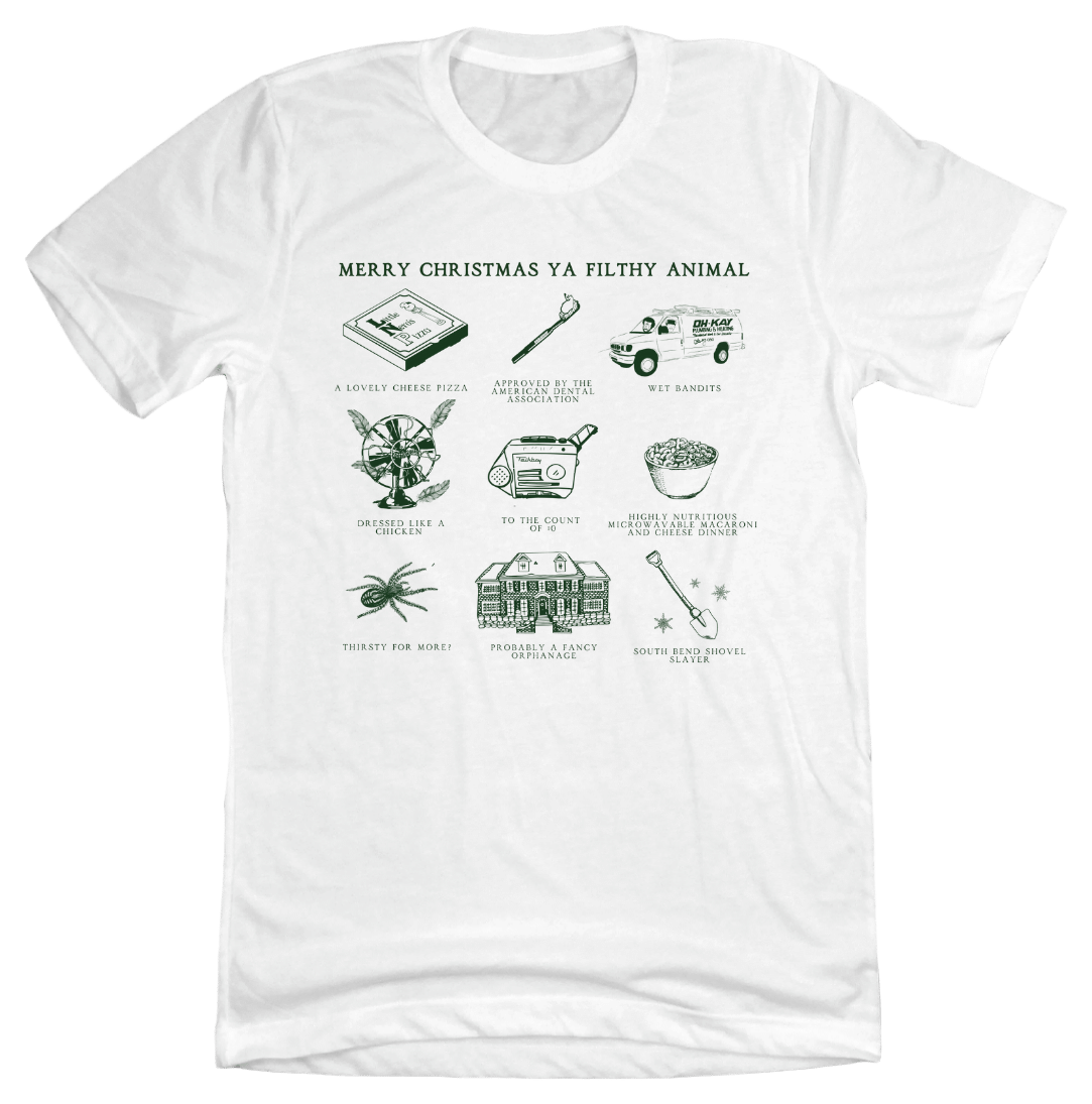 Home Alone Sketch Dressing Festive white T-shirt