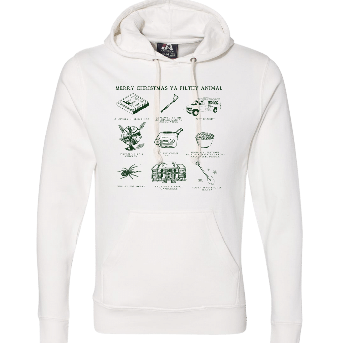 Home Alone Sketch Dressing Festive white hoodie