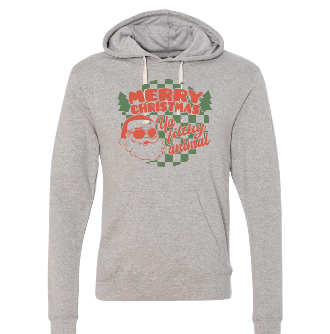 Merry Christmas Ya Filthy Animal Dressing Festive grey hoodie